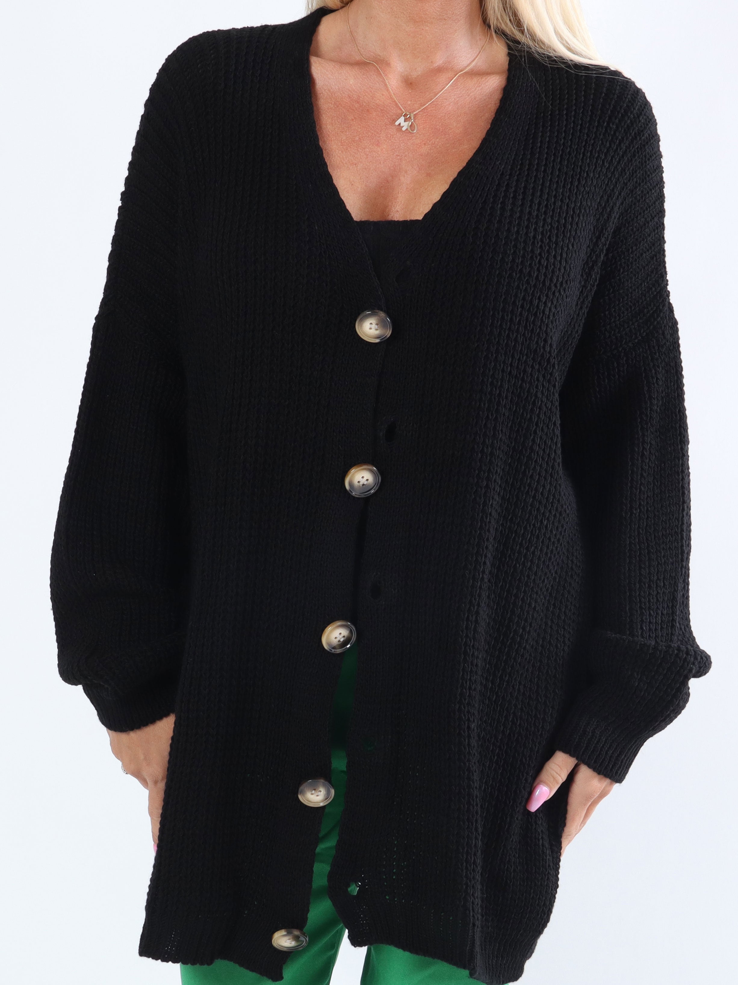 Millymy - Strikcardigan med store knapper